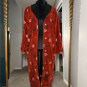 Red Feather Patterned Western Coat